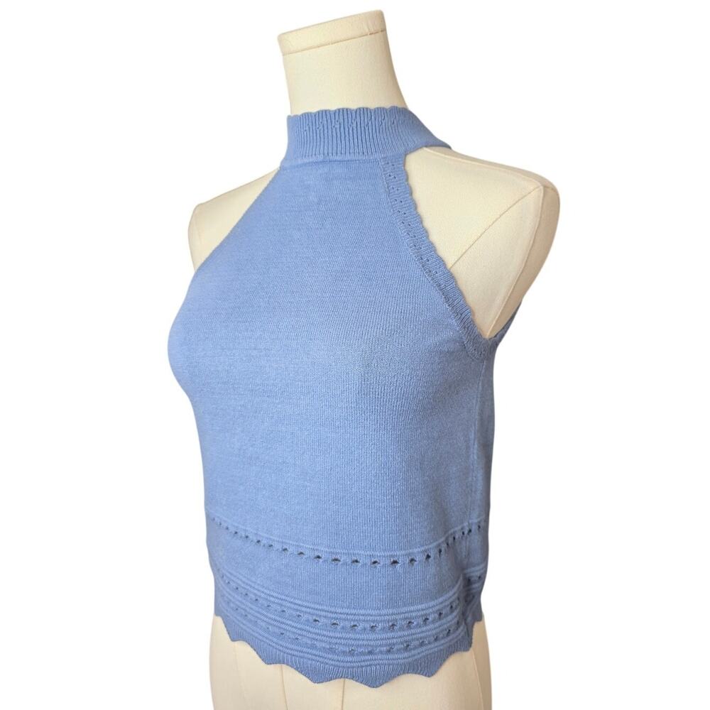 Blue Crochet Sleeveless Top